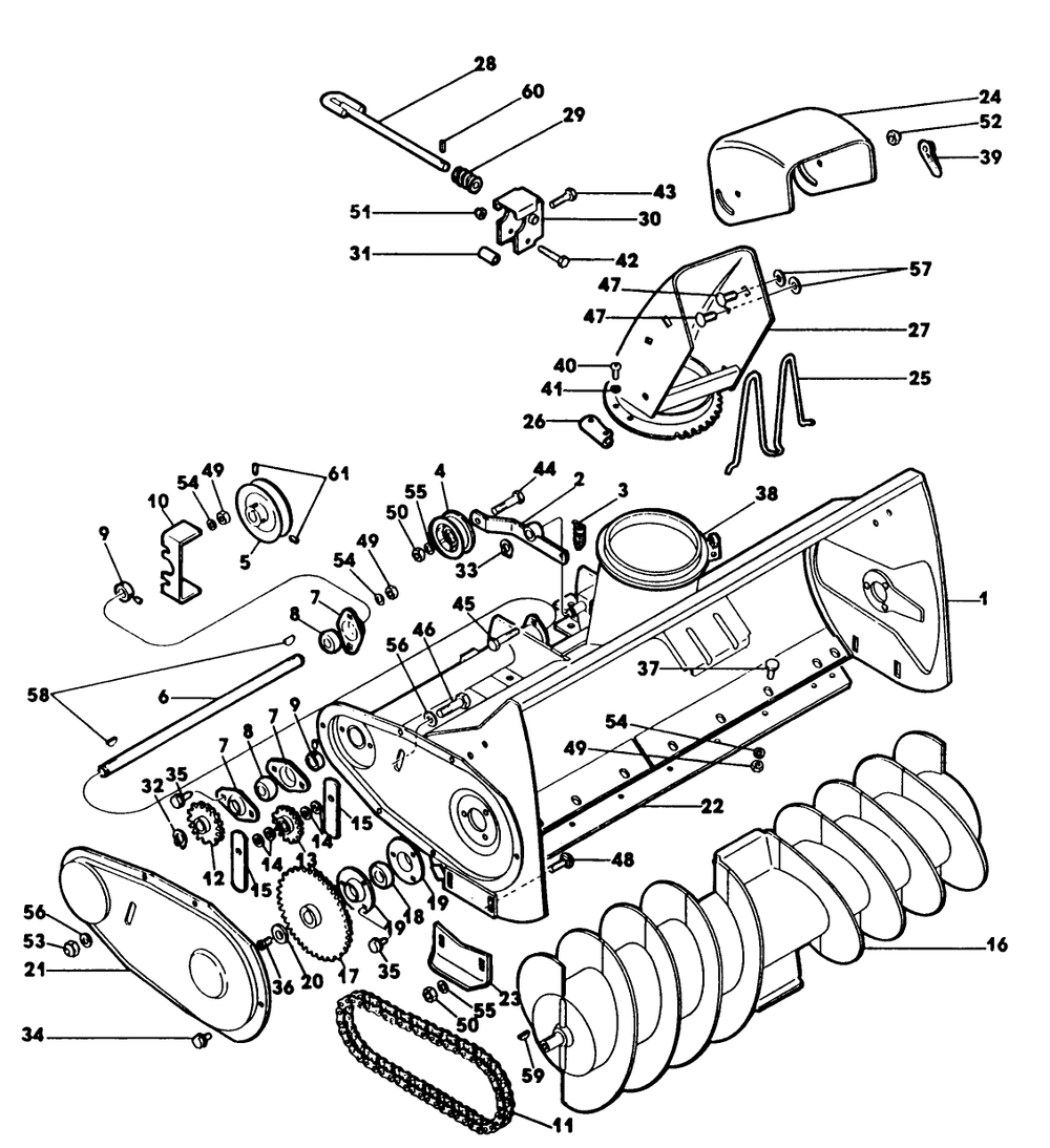 Collector Housing 2 Diagram and Parts List for 62542C (H00000001-H99999999)(1989) Lawn Boy Lawn Tractor